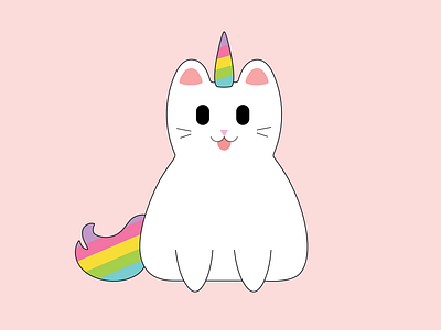 Rainbow Kittycorn adobe illustrator adorable animal bright cat caticorn character design cheerful chibi cute feline illustration kawaii kawaii cat kitty kittycorn pride rainbow unicorn cat vector