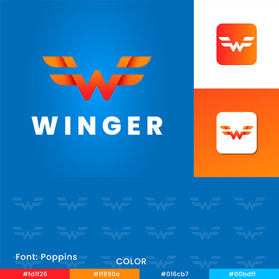 Winger Logo- Concept W abstract brand identity branding creative logo design gradient logo graphic design illustration logo w winger