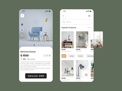 The design for the furniture store app design ui ux web website