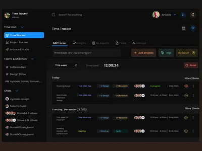 Time Tracker graphic design product management time tracker uiux