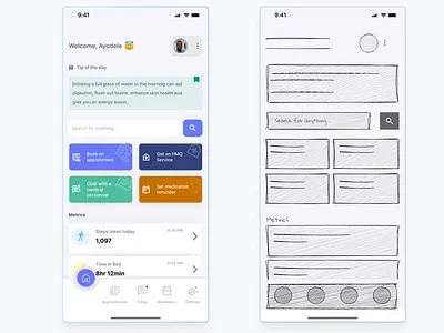 Digital Wireframe design figma health medicine uiux wireframe