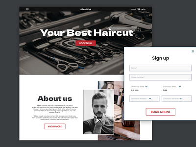 Barber landing app branding design ui ux web website