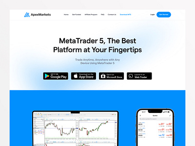 ApexMarkets - Download MT5 crypto download forex saas trading ui ux website