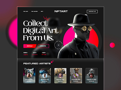 NFTMUSE Landing Page Concept adobe xd creative process. creativeprocess design designconcept digitalart figma landingpage nft ui userexperience webdesign