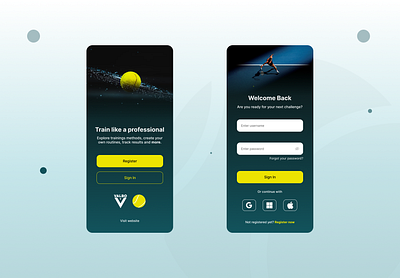 Tennis mobile app | Landing / Sign In app athlete design iphone login mobile sign in sports tennis