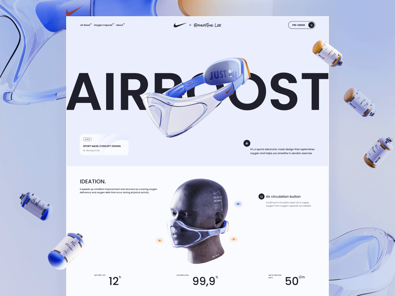 Airboost website concept branding concept design future inspiration landing nike product product design sport style ui web web wesign website