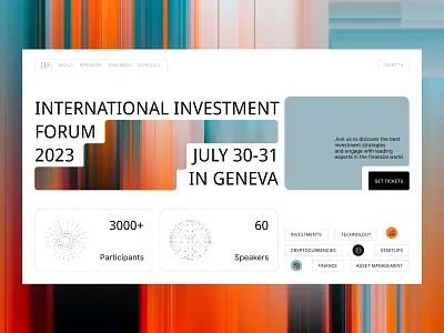 Investment Forum Website Landing page concept design event finance financial forum hero page home page investment landing page minimal tickets ui ux uxui web web design webflow website website design