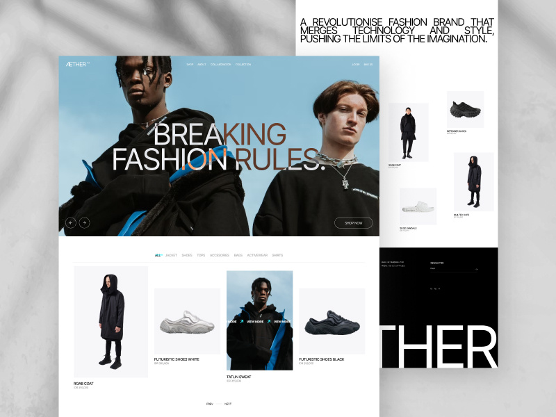 Aether - Clothing Website Concept by Azhar Bhagas on Dribbble