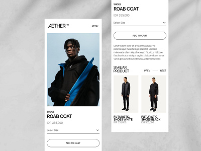 Aether - Clothing Website E-commerce apparel clothing creative ecommerce fashion minimal simple store ui web web design website white