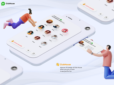 Clubhouse Redesign Concept 3d call chat club clubhouse clubhouse app clubhouse redesign concept group invite mobile room social social app social media social network social network app voice voice call voice chat
