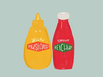 Ketchup n Mustard condiments design graphic design hand drawn illustration illustrator ketchup lettering mustard photoshop procreate typography