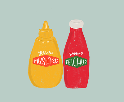 Ketchup n Mustard condiments design graphic design hand drawn illustration illustrator ketchup lettering mustard photoshop procreate typography