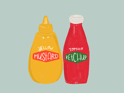 Ketchup n Mustard condiments design graphic design hand drawn illustration illustrator ketchup lettering mustard photoshop procreate typography