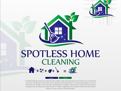 Home cleaning logo - ( spotless home cleaning ) branding care logo clean logo cleaninglogo custom logo design graphic design home logo home maid logo illustration leaves logo logo logo mark logodesign minimalist logo modern logo mop logo symbol ui vector