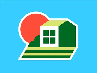 Sun & Window branding building bush design flat graphic design grass house icon illustration illustrator logo morning nature scene sticker stickers sun vector window