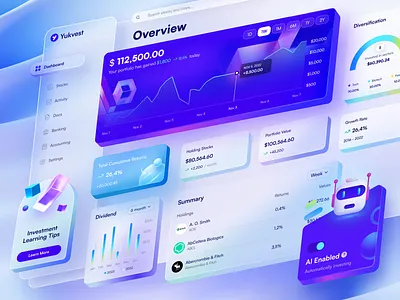 Investment Dashboard ai components dashboard desktop finance graphic investment money robot statistic ui website