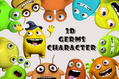 3D Germs Character 3d character design germs illustration shirt t shirt