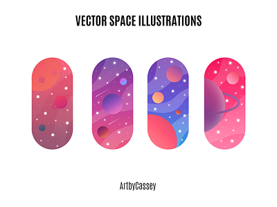 Vector Space Illustrations art artwork cosmos design digital digital art digital illustration galaxies galaxy illustration milky way outer space planet vector