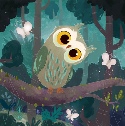 A Cute Owl art childrenbook childrensbooks digital painting drawing illustration watercolor