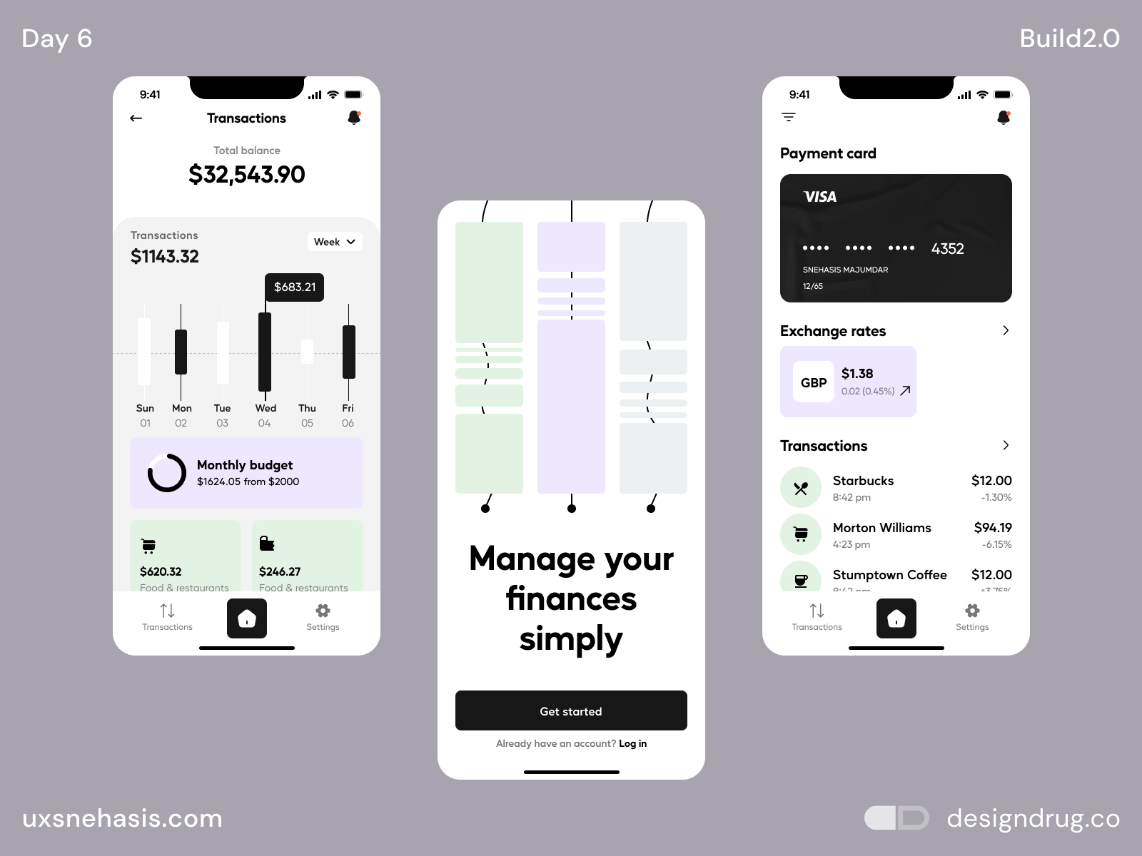 Banking App UI - Build2.0 by Snehasis by Snehasis Majumdar on Dribbble