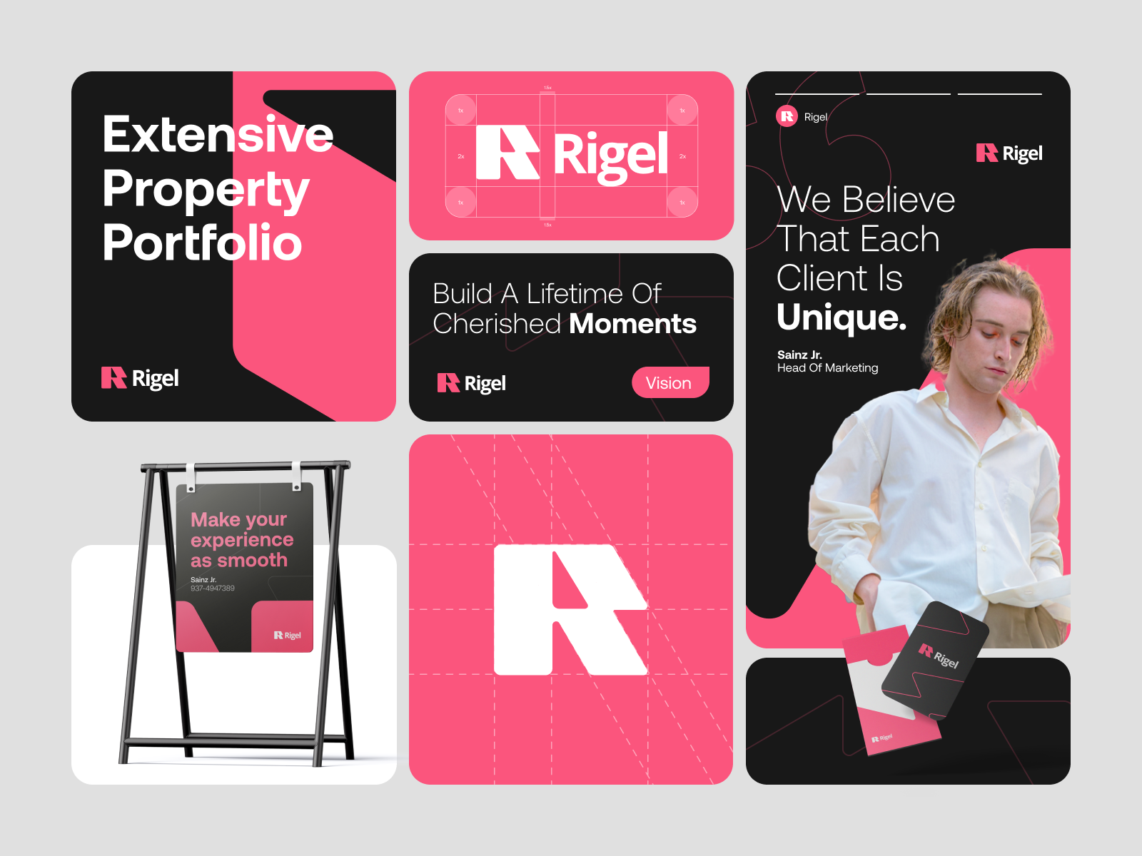 Rigel - Real Estate Branding (Visual Identity) animation brand application brand guidelines brand identity branding clean instagram post instagram post logo motion graphics real estate branding real estate identity real estate social media real estate visual