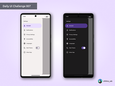Daily UI 007 | Settings app dailyui design ui