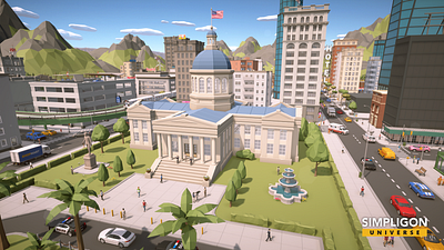 Simpligon Universe Low Poly 3D: Capital 3d blender building car character city hall illustration low poly lowpoly town hall