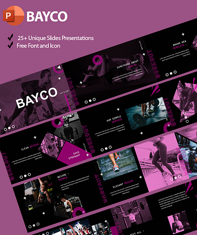 Bayco - Workout Powerpoint Presentation Template design gym powerpoint presentation sport template workout