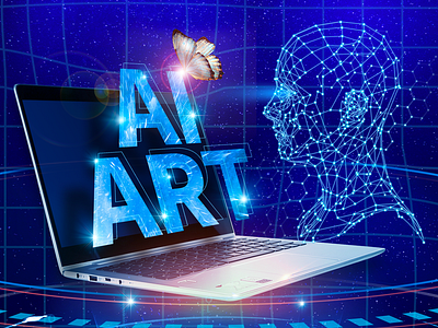 Poster Template Artifical Intelligence AI Art ai art artifical intelligence automatic chat gpt code creative flyer graphic design high tech laptop open ai poster robot sci fi technology template