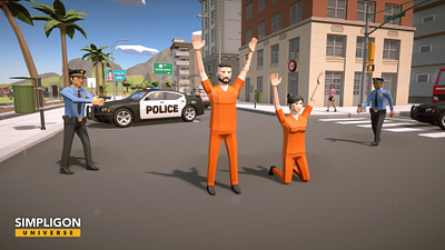 Simpligon Universe Low Poly 3D: Action 3d blender building car character illustration low poly lowpoly police polygon