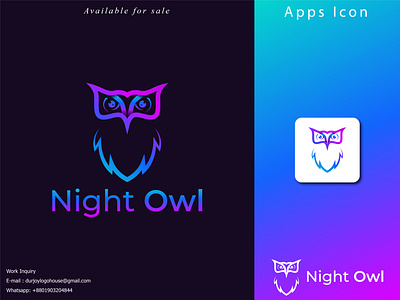 NightOwl - Logo Design (Unused ) 3d logo a b c d e f g h i j k l m n app app icon best logo brand identity branding creative work graphic design logo logo design logo inspiration logofolio modern logo monogram o p q r s t u v w x y z owl logo vector