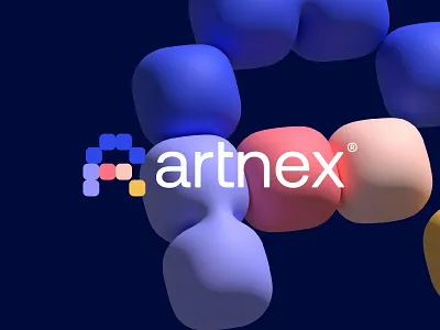 Artnex; Logo Design for an Artwork Publishing Software & Website 3d artist artwork publishing brand identity branding centralized color palettes designer illustration letter a lettermark logo design logo designer minimalist modern pixel saas software company software logo visual identity
