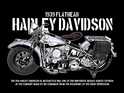 THE FLAT HEAD 1939 flathead flathead harley davidson harley davidson artwork harley davidson flathead harley davidson illustration motor club motor club design motorcycle design motorcycle illustration motorcycle logo