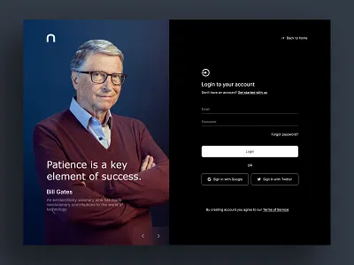 Hasht - Login page bill gates clean landing landing page login login form login page register sign in sign up signin signup ui ux web design web site webdesign websitedesign