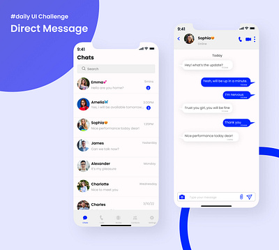 Daily UI 013/100 - Direct Message app design graphic design ui ux