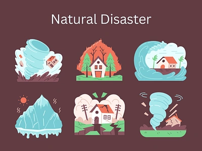 Natural Disaster catastrophe climate damage danger disaster earthquake environment flood hurricane illustration natural storm tornado volcano weather