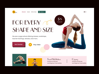 Yoga Website Design fitness fitness workout landing page gym online fitness yoga yoga landing page yoga website design