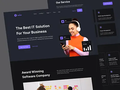 Sawal - IT Software Company Page / Dark Mode black version clean company dark mode design hero home page it landing page platform pricing software ui web design webdesign