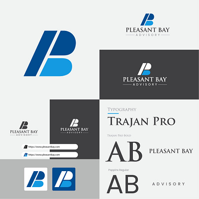 Pleasant Bay Advisory Logo Design b blue brand identity design geometric letter mark logo minimal p pb