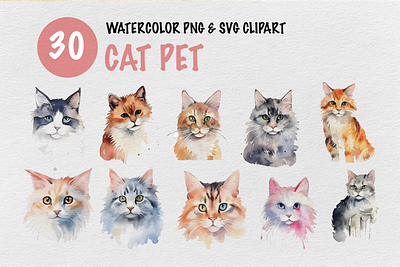 30 Watercolor PNG & SVG Clipart 300 dpi branding clipart design graphic design icon illustration png vector watercolor