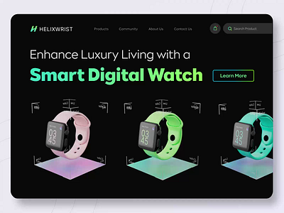 Apple Smart Watch - Product Landing Page animation apple apple watch apple watch design clock ecommerce ecommerce website landing page design luxury watches motion motion design motion graphics product page smart watch smartwatch smartwatch website uiux watch website website design