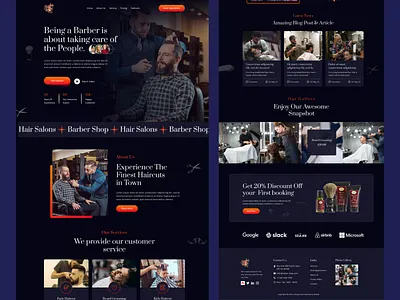 Barber Shop Creative Website barber barber shop barbers beard beauty saloon company grooming hair haircut hairdresser hairstyle hairstylist home page interface landing page menshair saloon styling ui design web design