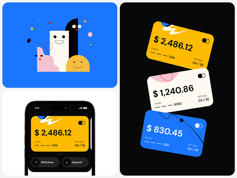 Unipay - Bank card designs for a digital payment system application design bank card banking brand identity branding clean colors graphic design illustration mobile app mobile app design