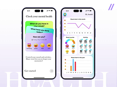 Mood Tracker Mobile IOS App android animation app app design app interaction dashboard design diary health ios mental mobile mobile app mobile ui mood tracker motion online ui ux wellness