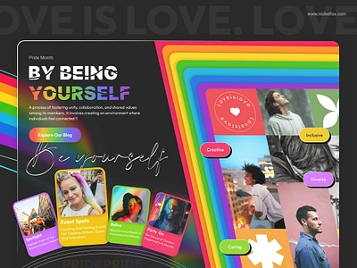 Happy Pride Month (Landing Page) branding clean colorful community design events freebies graphic design illustration landing page lgbtq logo pride pride month rainbow typography ui ux vector website