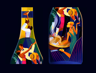 Jazz party illustration alchogol brand artdeco branding chanpange dance graphic design illustration jazz music musician party retro vintage wine wine brand