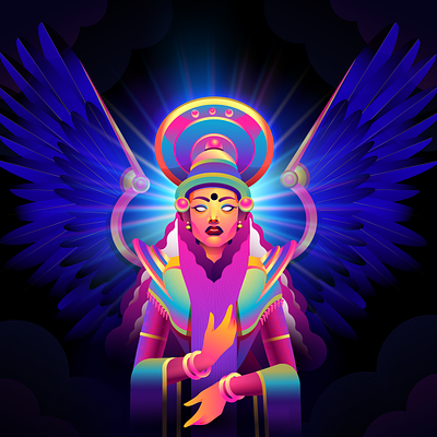 Goddess character energy god illustration spiritual energy vector woman