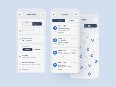 Delivery app: Map booking cargo dailyui deliver delivery delivery app interface list logistic map order packages parcel send service shipment shipping track ui ux