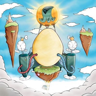 "The eggs" Illustration for an Nft project art children illustration color pencil comic design draw dream egg fantasy graphic design illustration logo manga nft project video game water ink