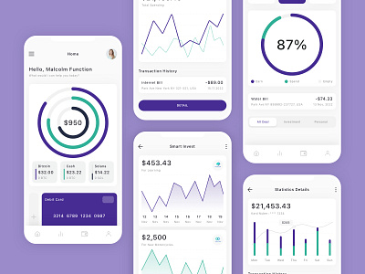 Banking Chart Pack Mobile App UI Kit app banking candle stick chart design donut chart finance payment pie chart table chart ui ui design ui kit ux